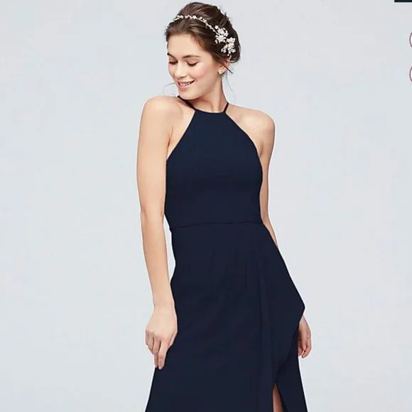 white christmas dresses Six Stories Bridesmaid Crepe High Cowl Neck Maxi Dress in Mint Green main image 0